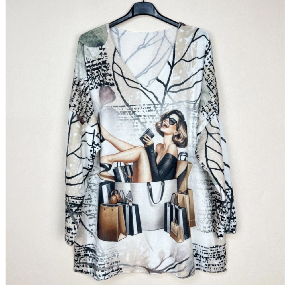 MADE IN ITALY BEAUTIFUL ABSTRACT PRINT SWEATER